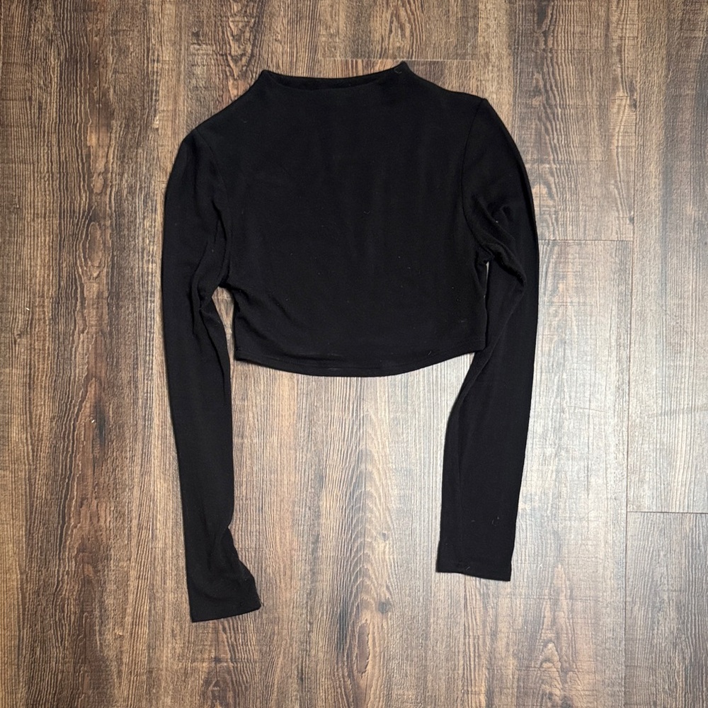 Naked Wardrobe Black Long Sleeve Crop Top